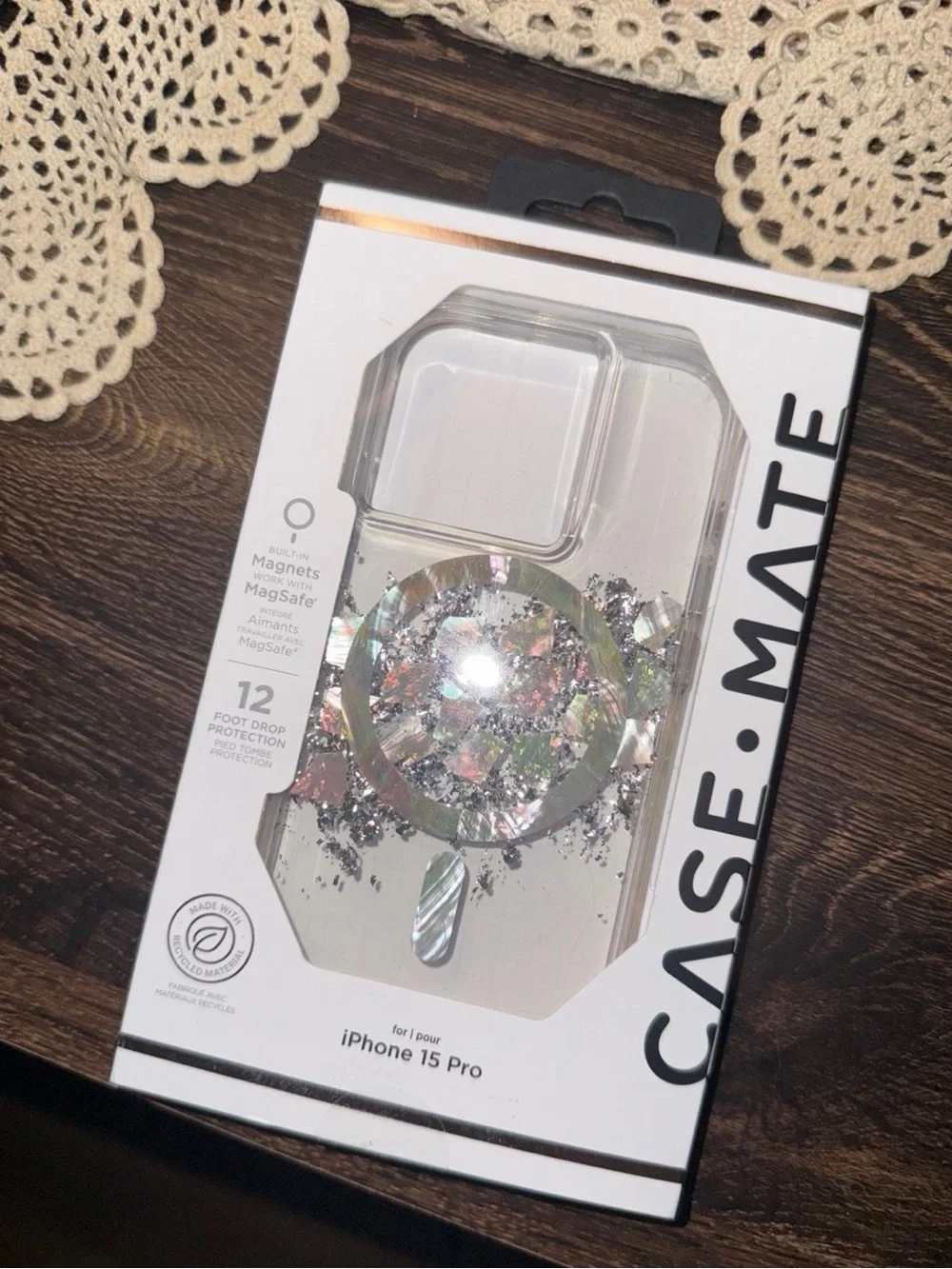 Case-Mate Glitter Liquid MagSafe Case for iPhone 15 Pro - Silver/Iridium Glitter